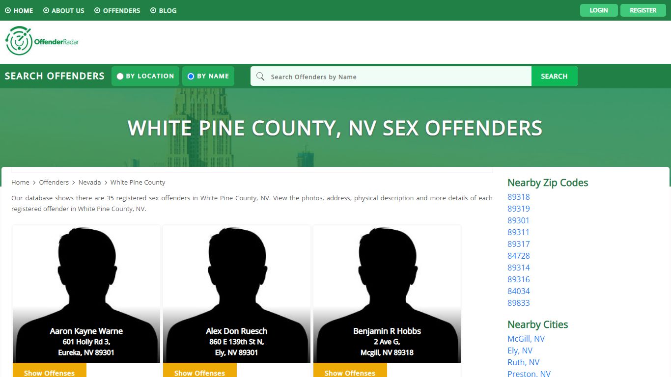 White Pine County, NV Sex Offenders